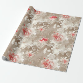 Papel De Presente Vintage Chinoiserie Asiática Floral White Rosa