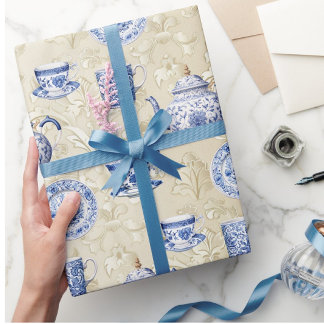 Papel De Presente Vintage Chinoiserie Dishes Antique Damask