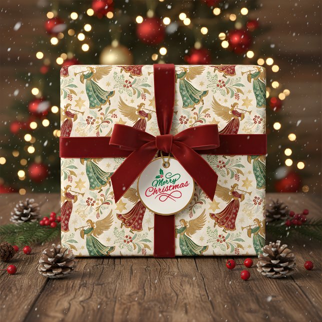 Papel De Presente Vintage Christmas Angels (Criador carregado)