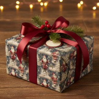 Papel De Presente Vintage Christmas Santa