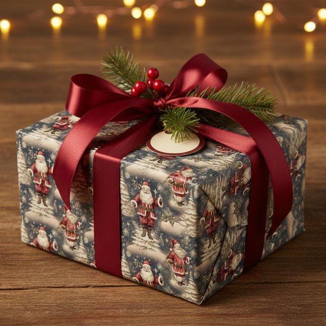 Papel De Presente Vintage Christmas Santa (Criador carregado)