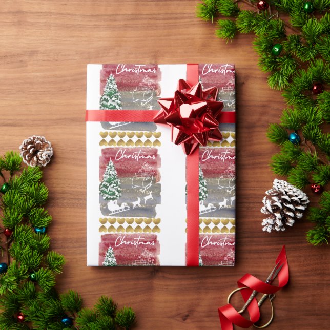 Papel De Presente Vintage Christmas trees  (Presente de Natal)