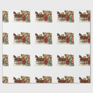 Papel De Presente Vintage Christmas, Vintage Horse Drawn Christmas,