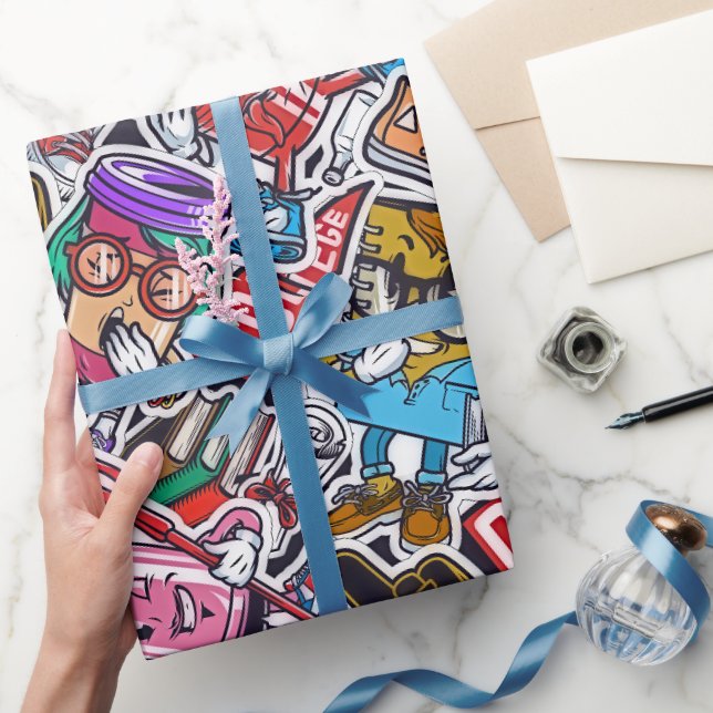 Papel De Presente Vintage College Pop Culture Wrappaper (Presentear)