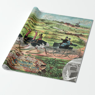 Papel De Presente Vintage Columbus Buggy Company Australiana Ostrich