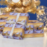 Papel De Presente Vintage Country Christmas Horse Carruagem Snowman<br><div class="desc">Belo retrô,  papel vintage embrulhando com um quente e acolhendo em casa no país,  coberto de neve. Um cavalo e uma carruagem esperam pela família quando duas crianças chegam de casa de um dia de pijama.</div>