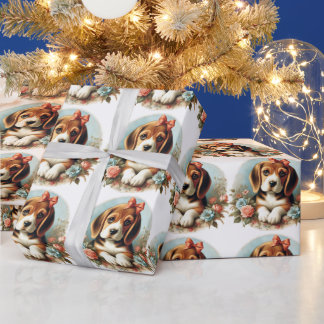 Papel De Presente Vintage Cute Beagle Puppy
