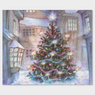 Papel De Presente Vintage da Árvore de Natal