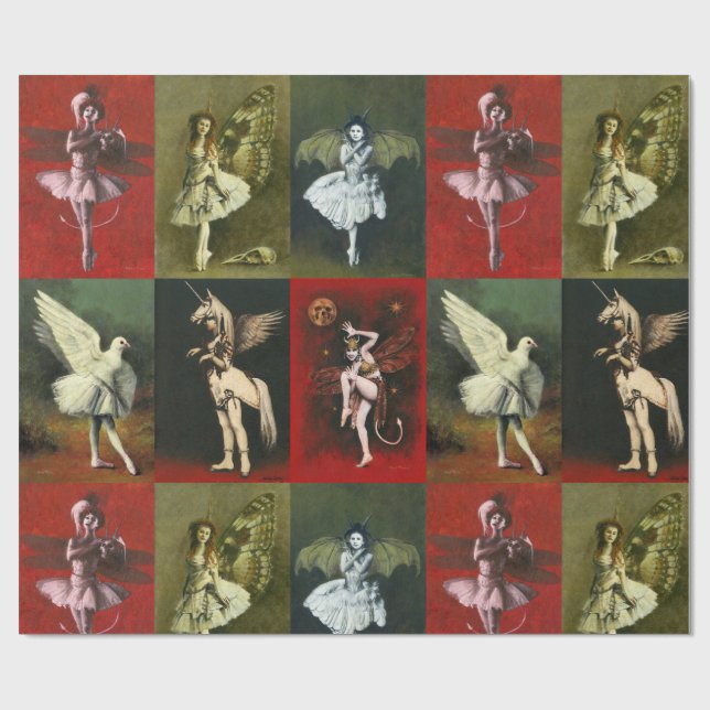 Papel De Presente Vintage Dancing Imps Wrapping Paper (Aberto)