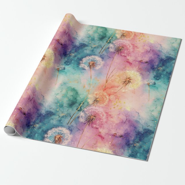 Papel De Presente Vintage Dandelion Abstract Pattern (5) (Desenrolado)