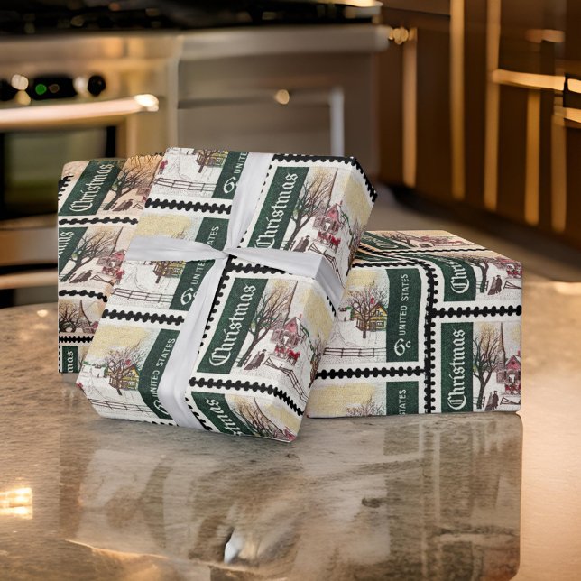 Papel De Presente Vintage de Carimbos de Natal (Criador carregado)