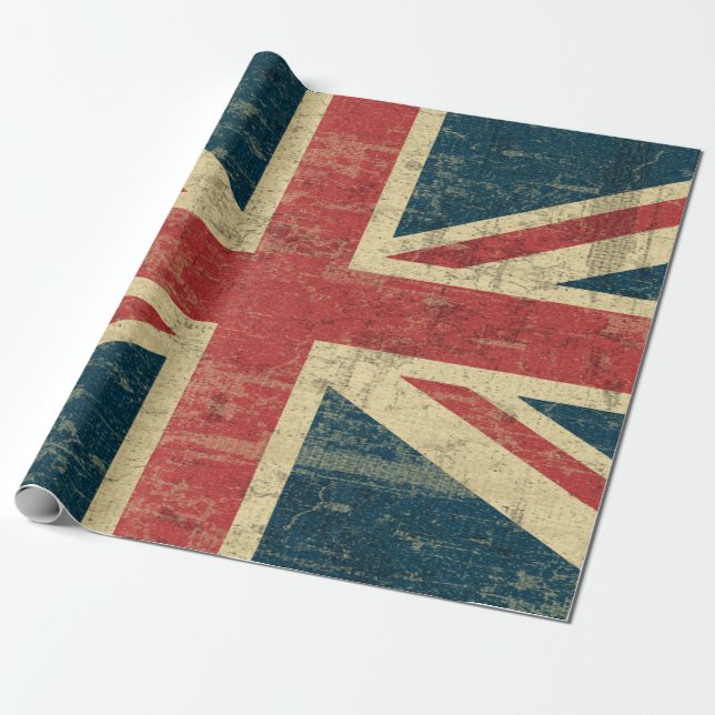 Papel De Presente Vintage de Union Jack afligido (Desenrolado)