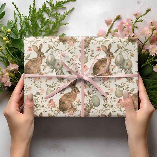 Papel De Presente Vintage Easter Bunny Toile  (Criador carregado)