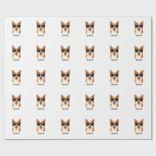 Papel De Presente Vintage Ei, Patas para Cima Corgi com Óculos de So