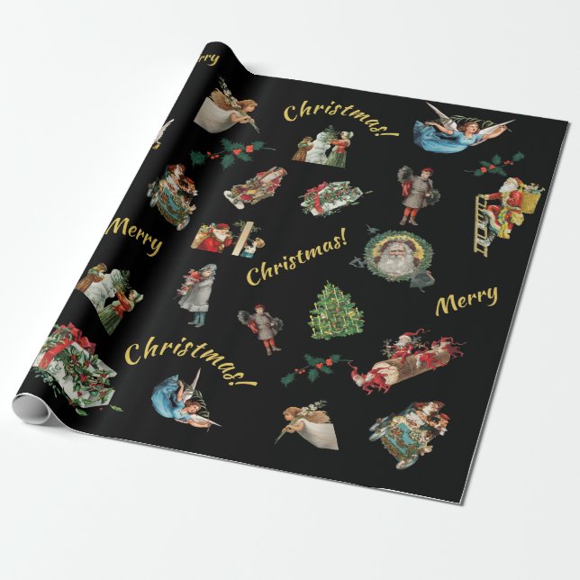 Papel De Presente Vintage Elegant Christmas Wrappaper (Desenrolado)