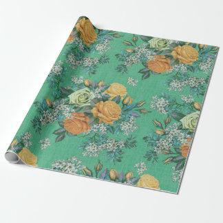 Papel De Presente Vintage Elegant Rosa Floral buquê botânico