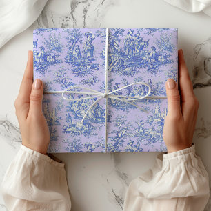 Papel de Presente Vintage em Azul Turquesa Toile P