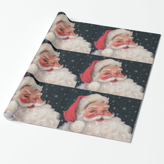 Papel De Presente Vintage encantador Papai Noel (Desenrolado)