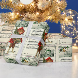 Papel De Presente Vintage Ephemera em uma Carol de Natal Manger