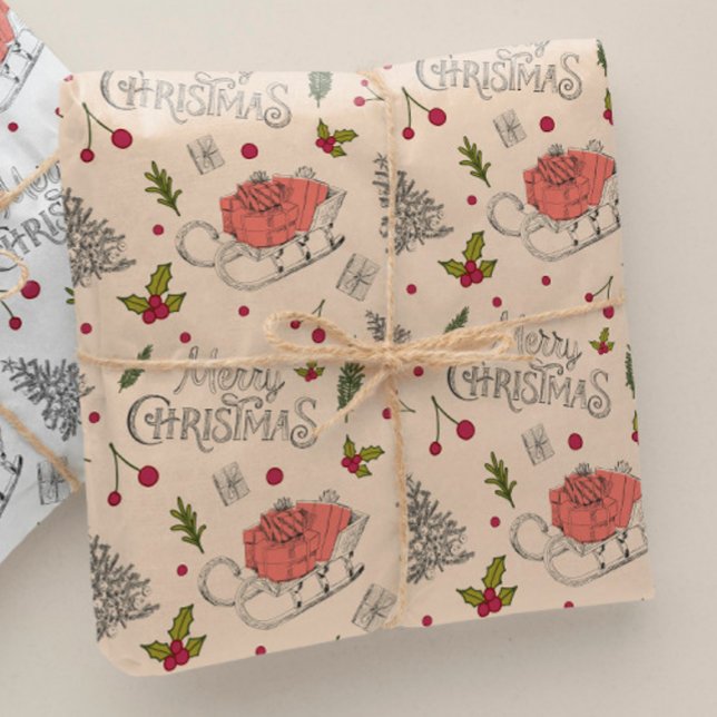 Papel De Presente Vintage Felry Christmas (Criador carregado)