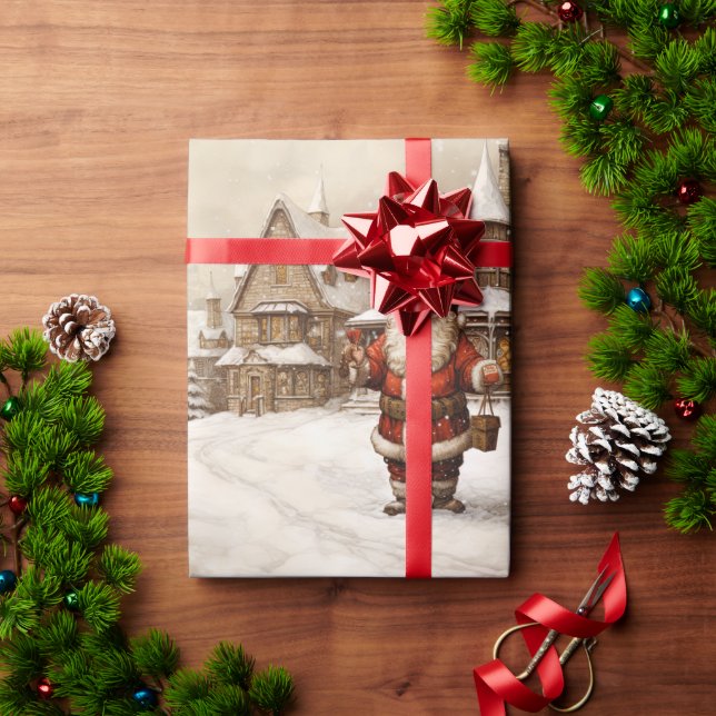 Papel De Presente Vintage Felry Christmas (Presente de Natal)