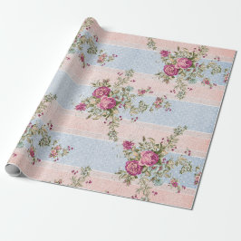 Papel De Presente Vintage floral e papel de envolvimento das listras