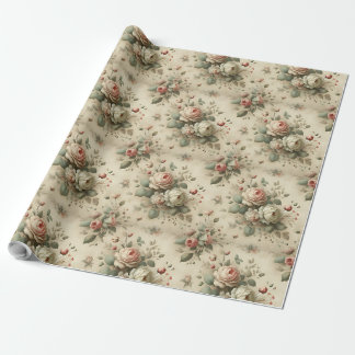 Papel De Presente Vintage Floral Elegance Pattern - Classic Rosa Des
