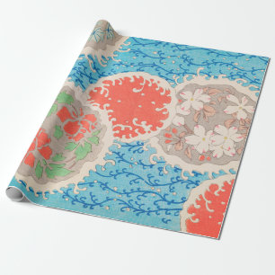 Papel De Presente Vintage Floral Impressão Japonês - Padrão Retro