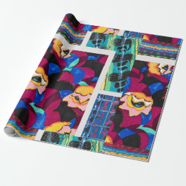 Papel De Presente Vintage floral multicolor