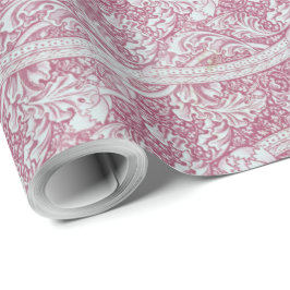 Papel De Presente Vintage Floral Rosa Branco Flores John Henry Dearl