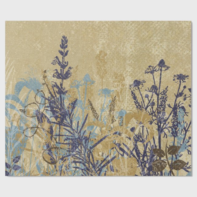 Papel De Presente vintage floral roxo (Aberto)