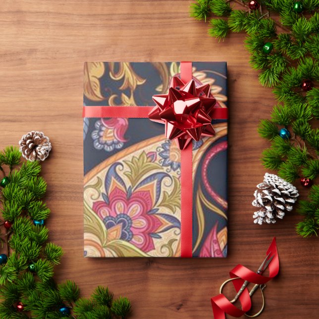 Papel De Presente Vintage flores sem descontinuidades. (Presente de Natal)