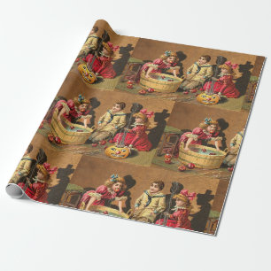 Papel De Presente Vintage Funny Children Bobbing for Apple na festa