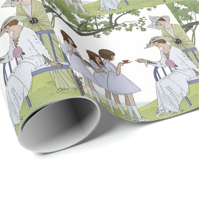 Papel De Presente Vintage Garden Tea Party  (Ponta do rolo)