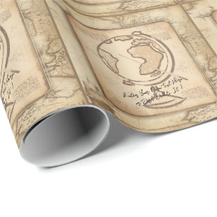 Papel De Presente Vintage Globe. Presente do professor de Geografia