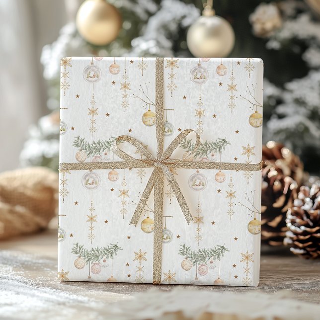 Papel De Presente Vintage Gold Christmas Ornament  (Criador carregado)