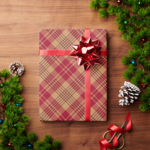 Papel De Presente Vintage gold Red xadrez country farm