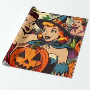 Papel De Presente Vintage Halloween Girls Histórias em quadrinhos