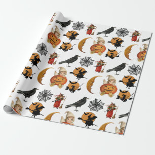 Papel De Presente Vintage Halloween Spooky Creepy Pattern Gift