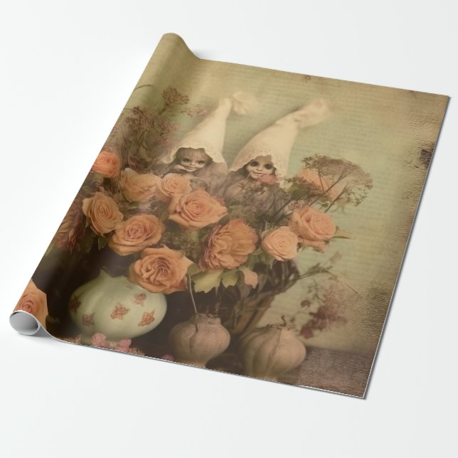 Papel De Presente Vintage Halloween Witchcraft (2) (Desenrolado)
