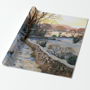 Papel De Presente Vintage, inverno, paisagem de neve do Natal