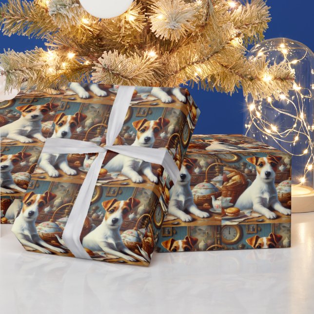 Papel De Presente Vintage Jack Russell Terrier Painting (Feriados)