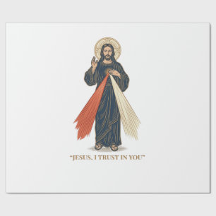 Papel De Presente Vintage Jesus Eu Confio em Você Desenho Religioso