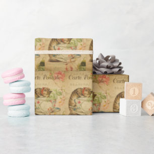 Papel De Presente Vintage kitty cat pet na moda kitten retro