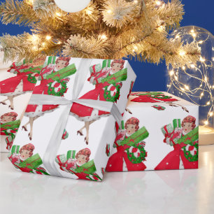 Papel De Presente Vintage Lady 1950 Natal
