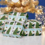 Papel De Presente Vintage Lady Decorating Christmas Tree (Árvore de<br><div class="desc">Cartão de Feriado de Árvore de Natal Desortador da 1920 Retro.</div>