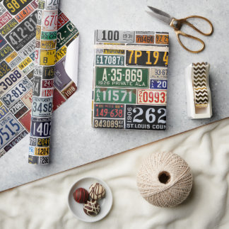 Papel De Presente Vintage License Plates Wraping Paper