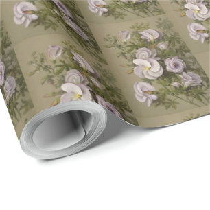 Papel De Presente Vintage Lilac Hibiscus Floral