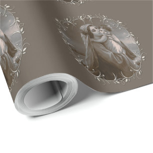 Papel De Presente Vintage Madonna e Child com Silver Frame