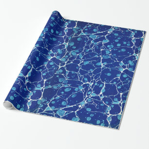 Papel De Presente Vintage manchado azul que marmoreia com rios